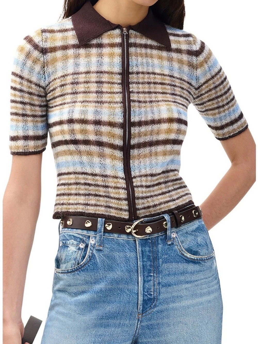rag & bone Leva Short Sleeve Zip Cardigan Size XS